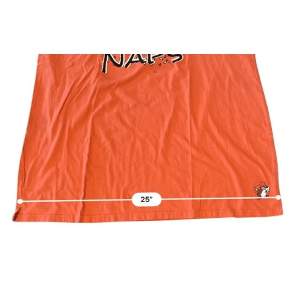 Buc-ees Snack & Nap Orange Black Baseball Sleep Shirt‎ Sleepwear Nightgown L/XL